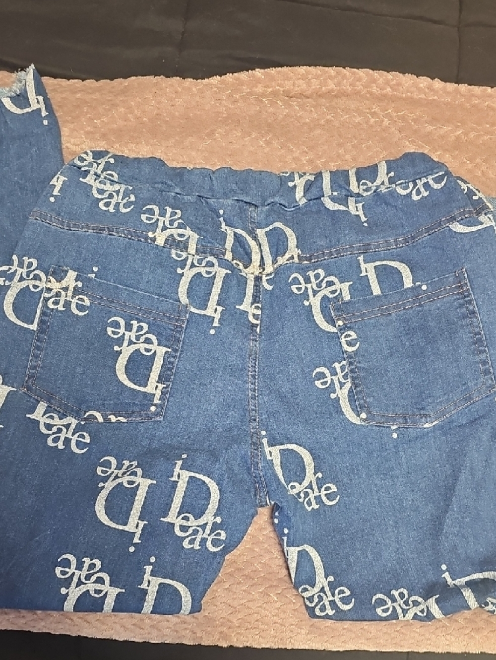 Blue Logo-Print Drawstring Jumpsuit - Picture 6 of 6